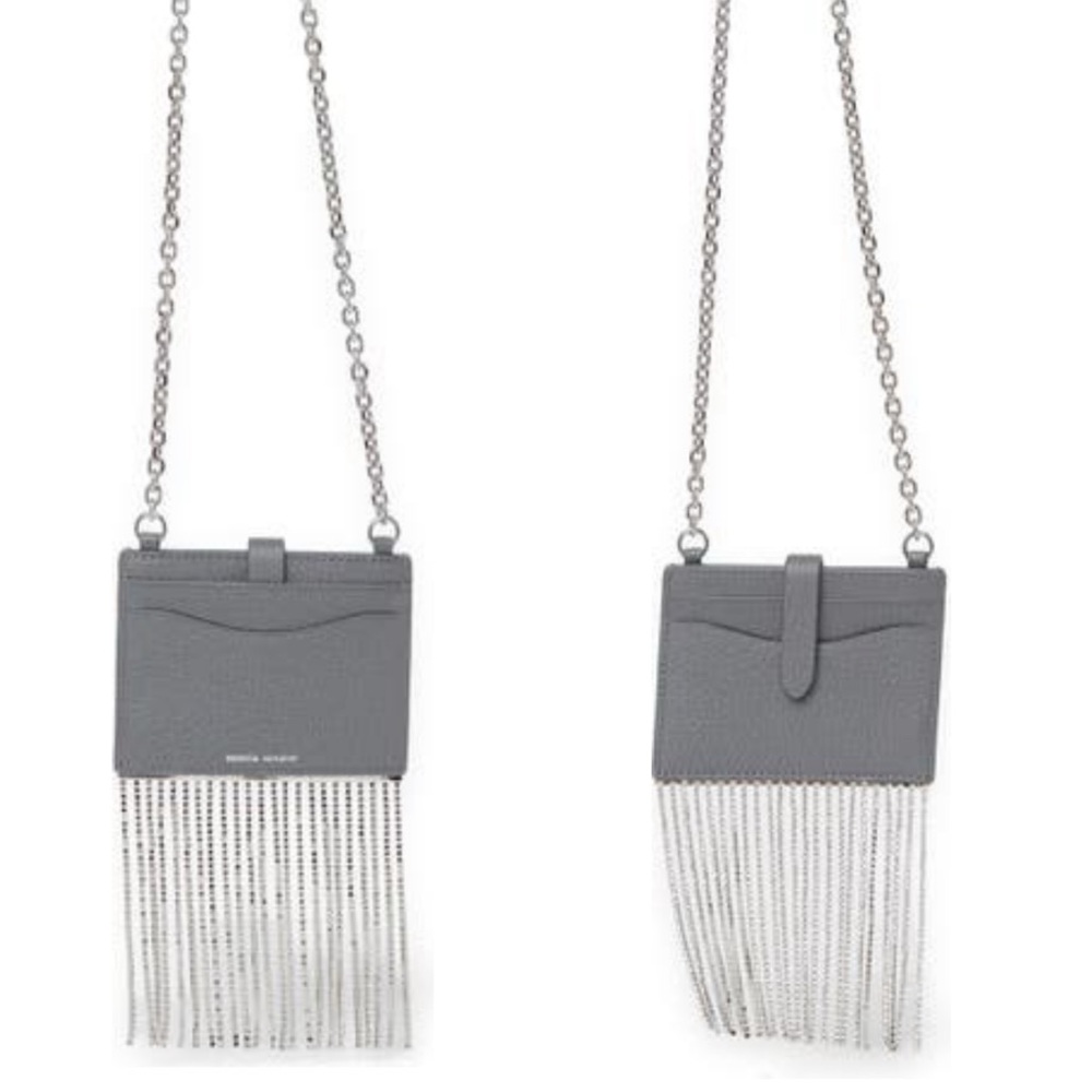 Rebecca Minkoff NWT Card Case on Chain Steel Gray Cross Body Wallet Minibag NIP